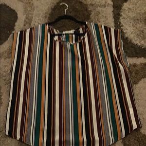 Multicolored Striped Short  Sleeve